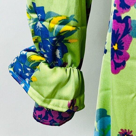 NWT ASOS Design Satin Floral Midi Tea Dress Size 4 Button Front Fluted Sleeves - Picture 10 of 14